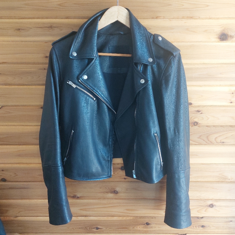 CLUB MONACO GRACELLA LEATHER BIKER JACKET